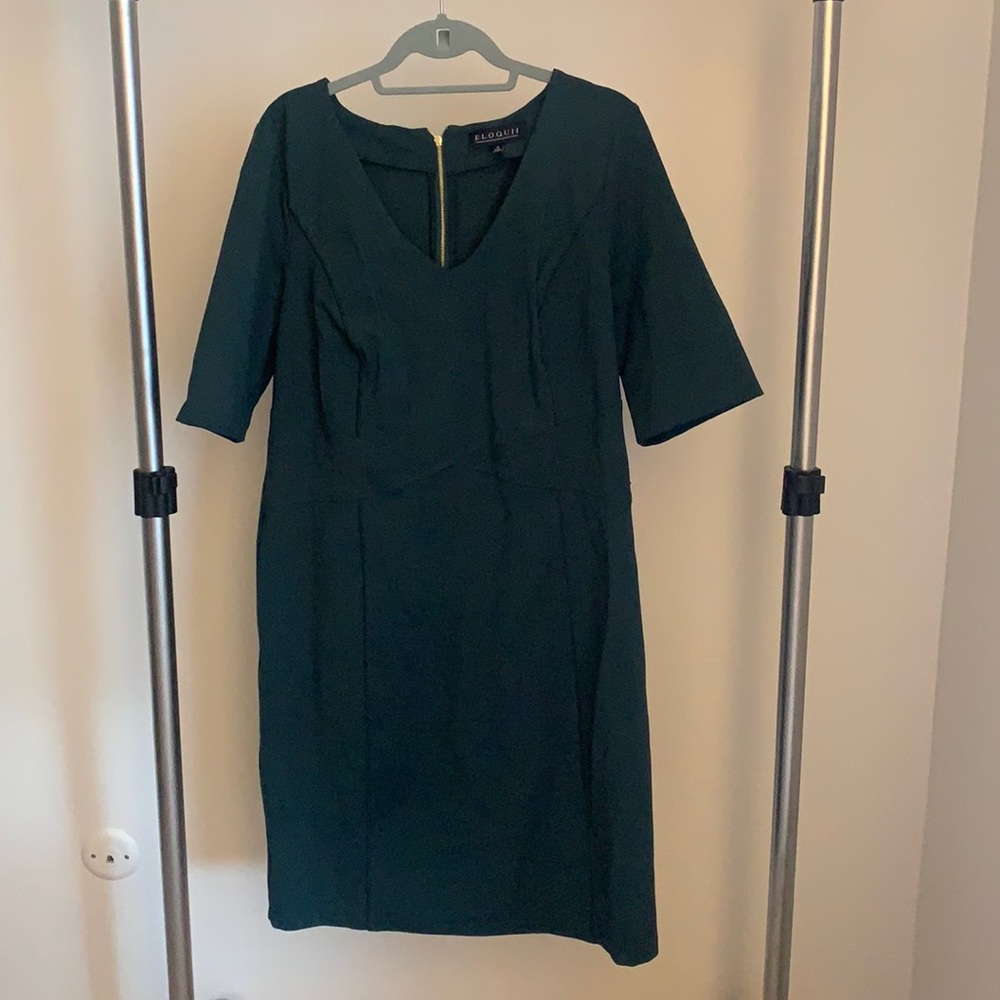 Eloquii 9-5 Work Dress Dark Green